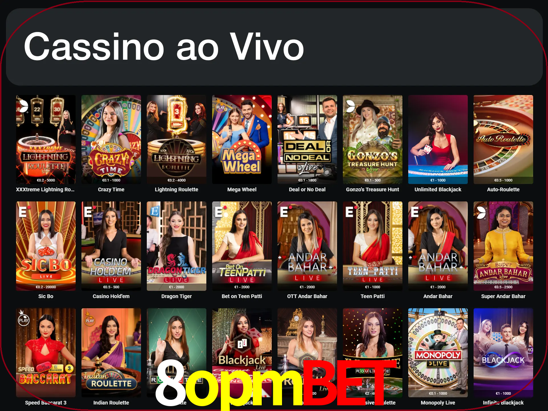 Jogue jogos de cassino com um verdadeiro dealer.