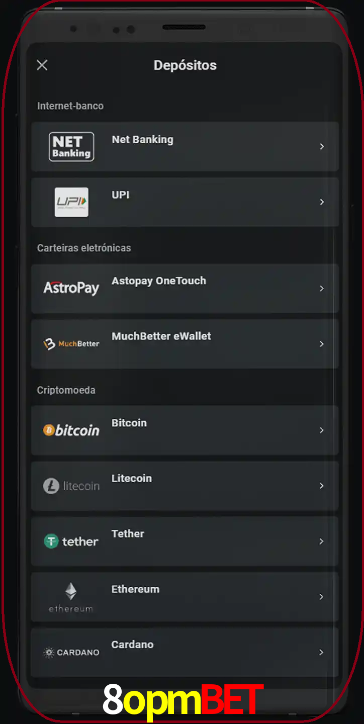 Você pode usar métodos alternativos de depósito.